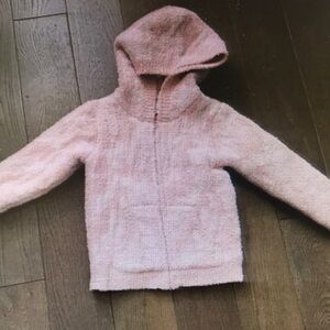 Kids Hooded Fuzzy Zip Jacket - Pink